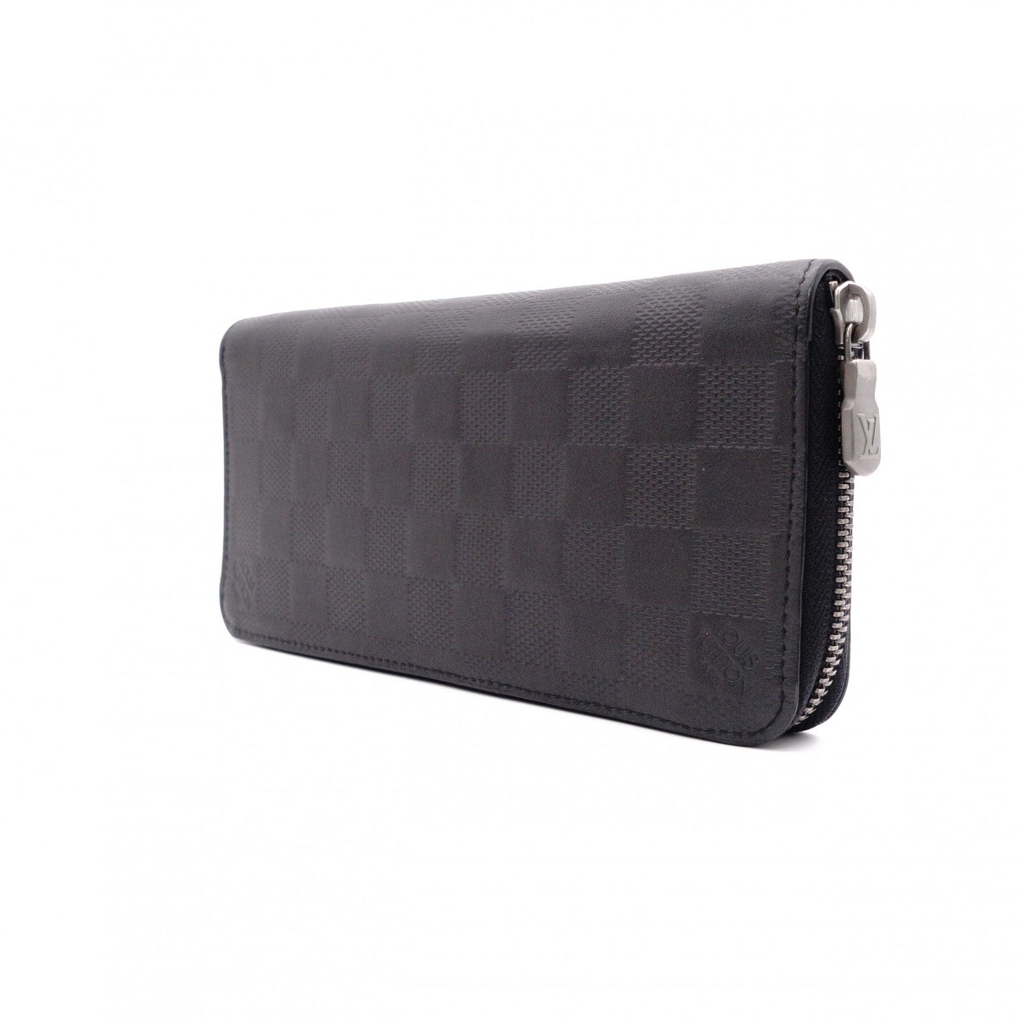 LOUIS VUITTON Zippy Vertical Damier Infini Long Wallet, Leather, Black