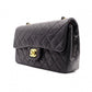 CHANEL Matelassé W-Flap Lambskin Chain Shoulder Bag, Black, Women's