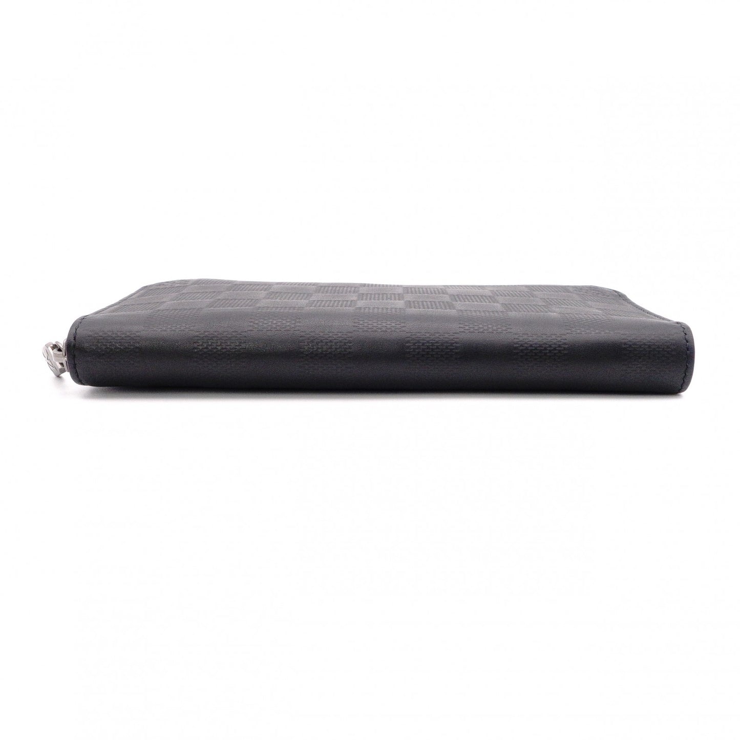 LOUIS VUITTON Zippy Vertical Damier Infini Long Wallet, Leather, Black