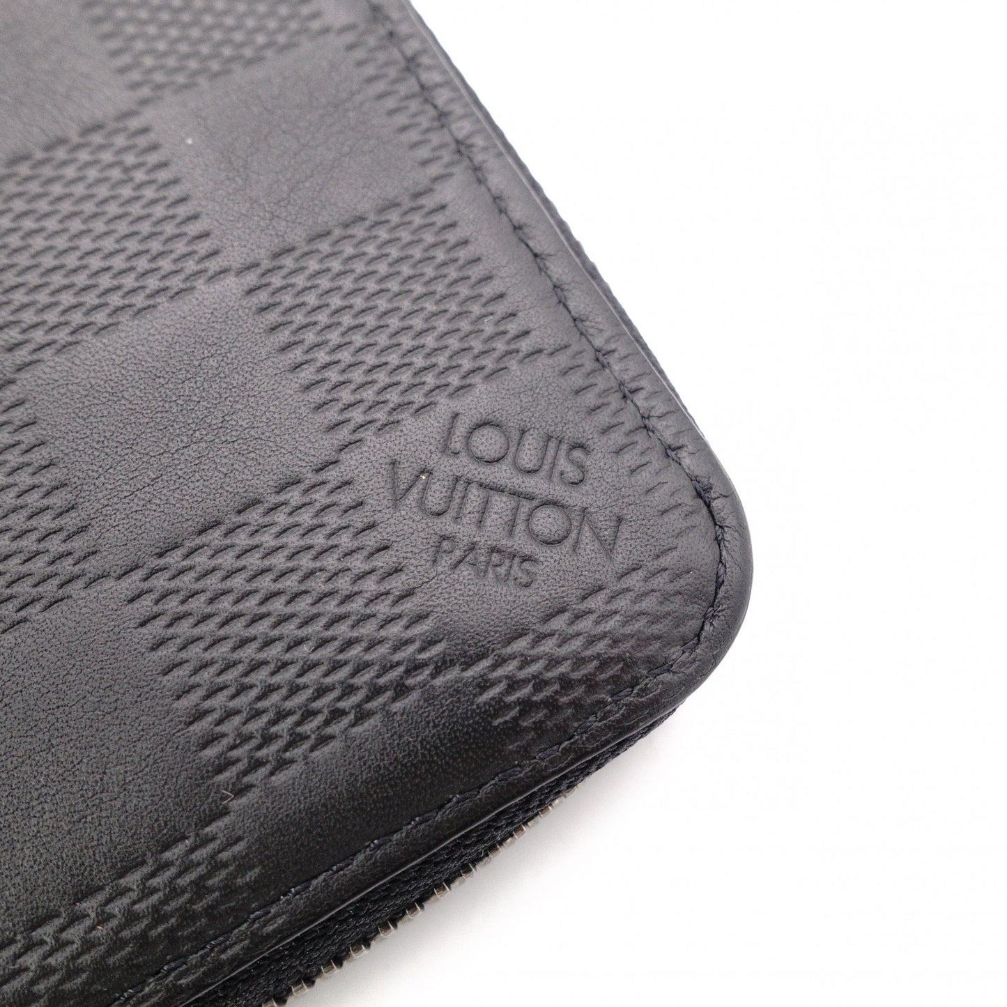 LOUIS VUITTON Zippy Vertical Damier Infini Long Wallet, Leather, Black