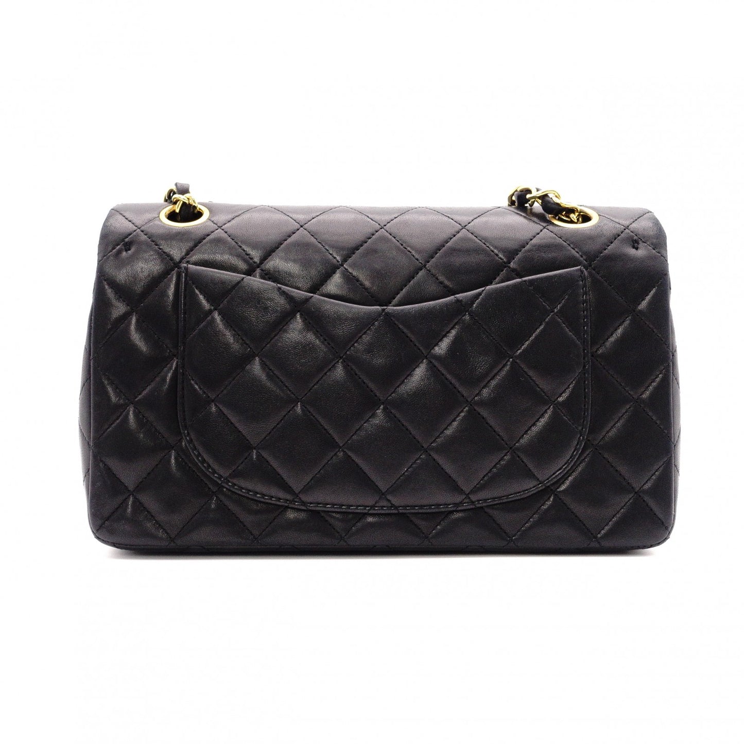 CHANEL Matelassé W-Flap Lambskin Chain Shoulder Bag, Black, Women's