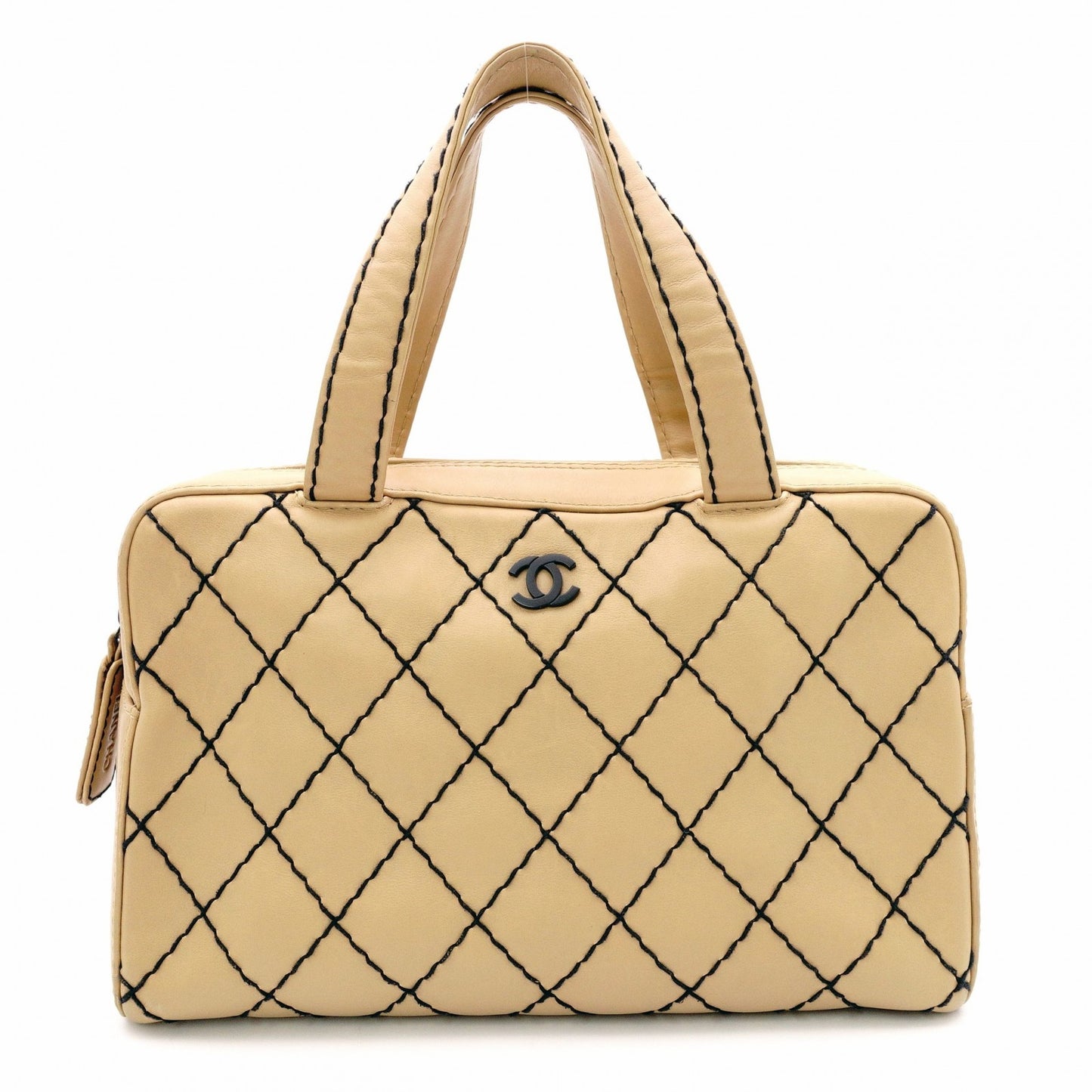 CHANEL Wild Stitch Tote Bag, Leather, Beige and Black