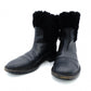 CHANEL Matelassé Mouton Boots Black Leather Boots Black Short Boots Size 37.5 Approx. 24.0–24.5cm 7-12-078