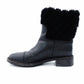 CHANEL Matelassé Mouton Boots Black Leather Boots Black Short Boots Size 37.5 Approx. 24.0–24.5cm 7-12-078