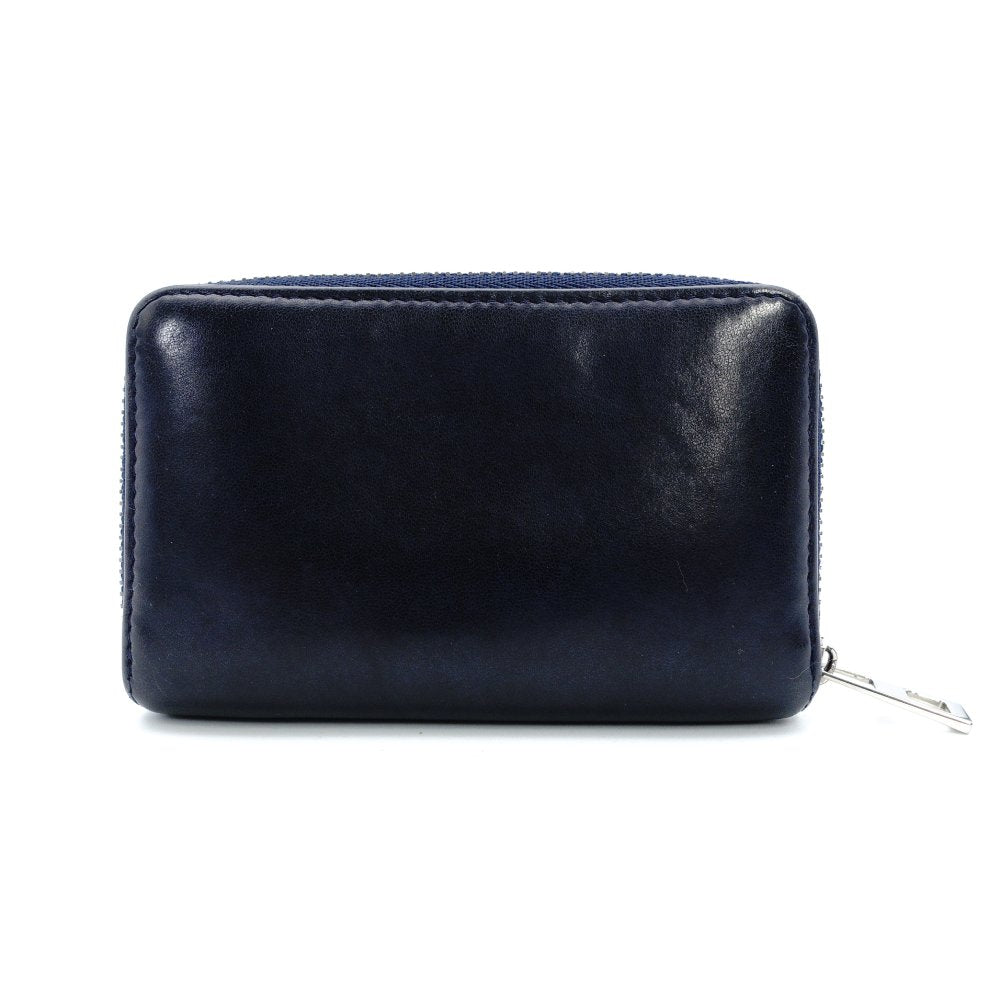 LOEWE Anagram Coin Case Navy Leather Mini Wallet Solid 7-12-158