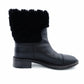 CHANEL Matelassé Mouton Boots Black Leather Boots Black Short Boots Size 37.5 Approx. 24.0–24.5cm 7-12-078