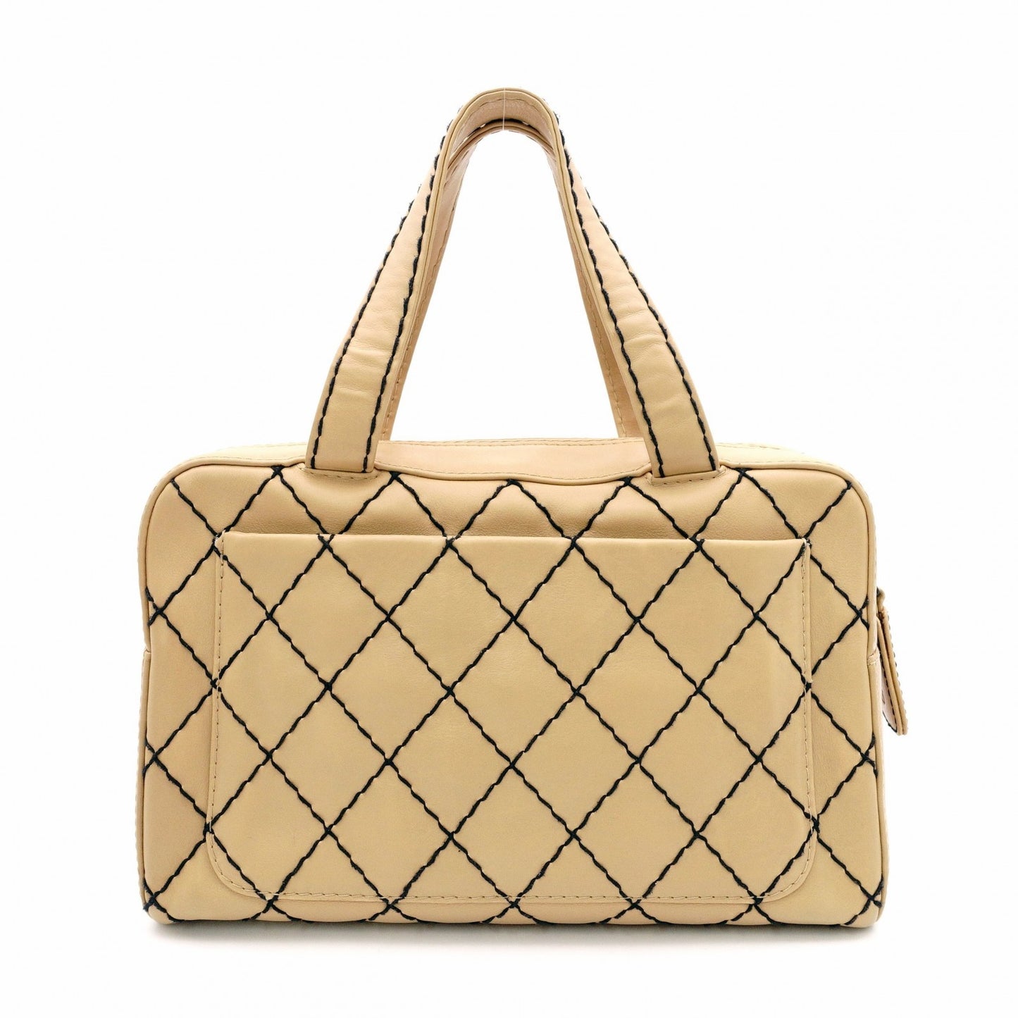 CHANEL Wild Stitch Tote Bag, Leather, Beige and Black