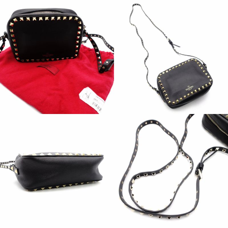 Valentino Garavani Camera Bag Black Shoulder Bag Black Studded Crossbody 7-12-129