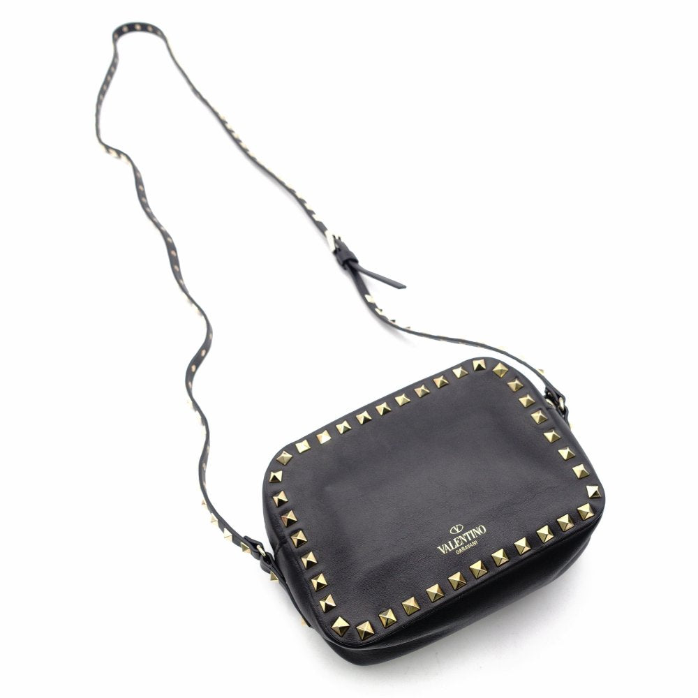 Valentino Garavani Camera Bag Black Shoulder Bag Black Studded Crossbody 7-12-129