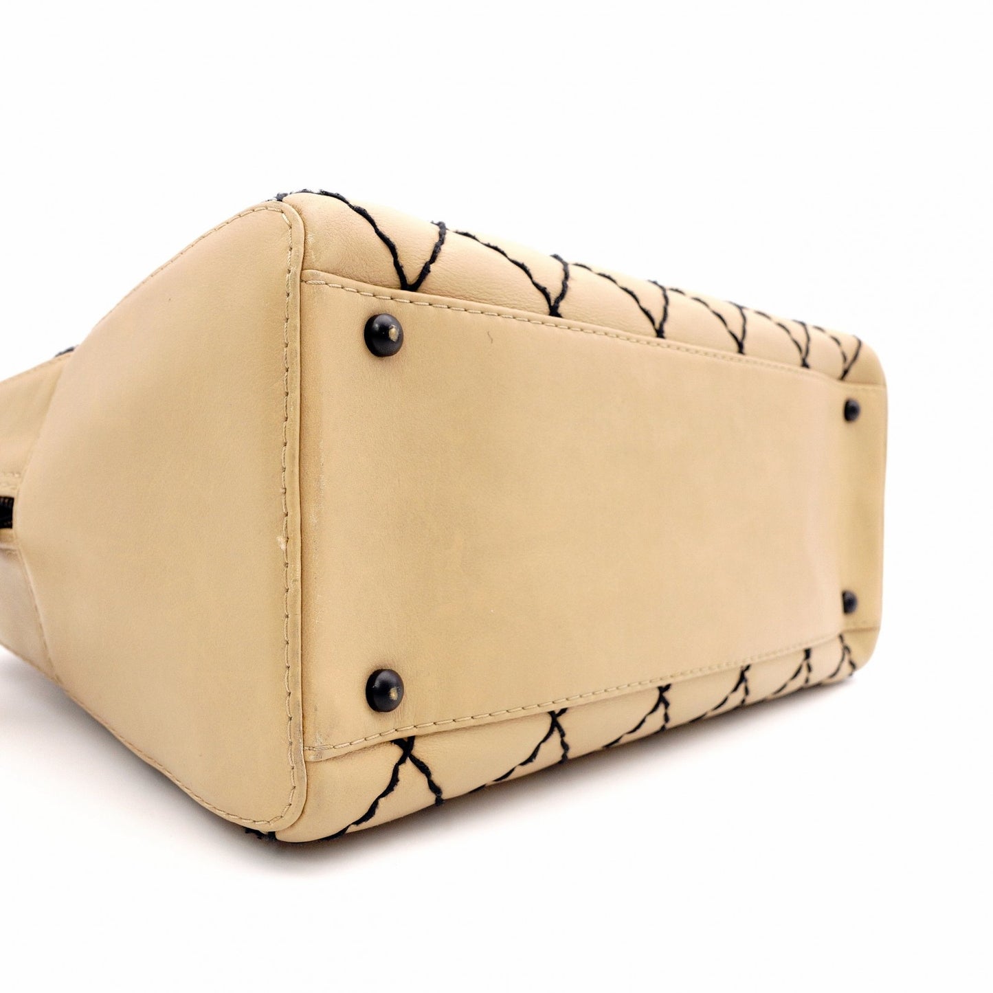 CHANEL Wild Stitch Tote Bag, Leather, Beige and Black