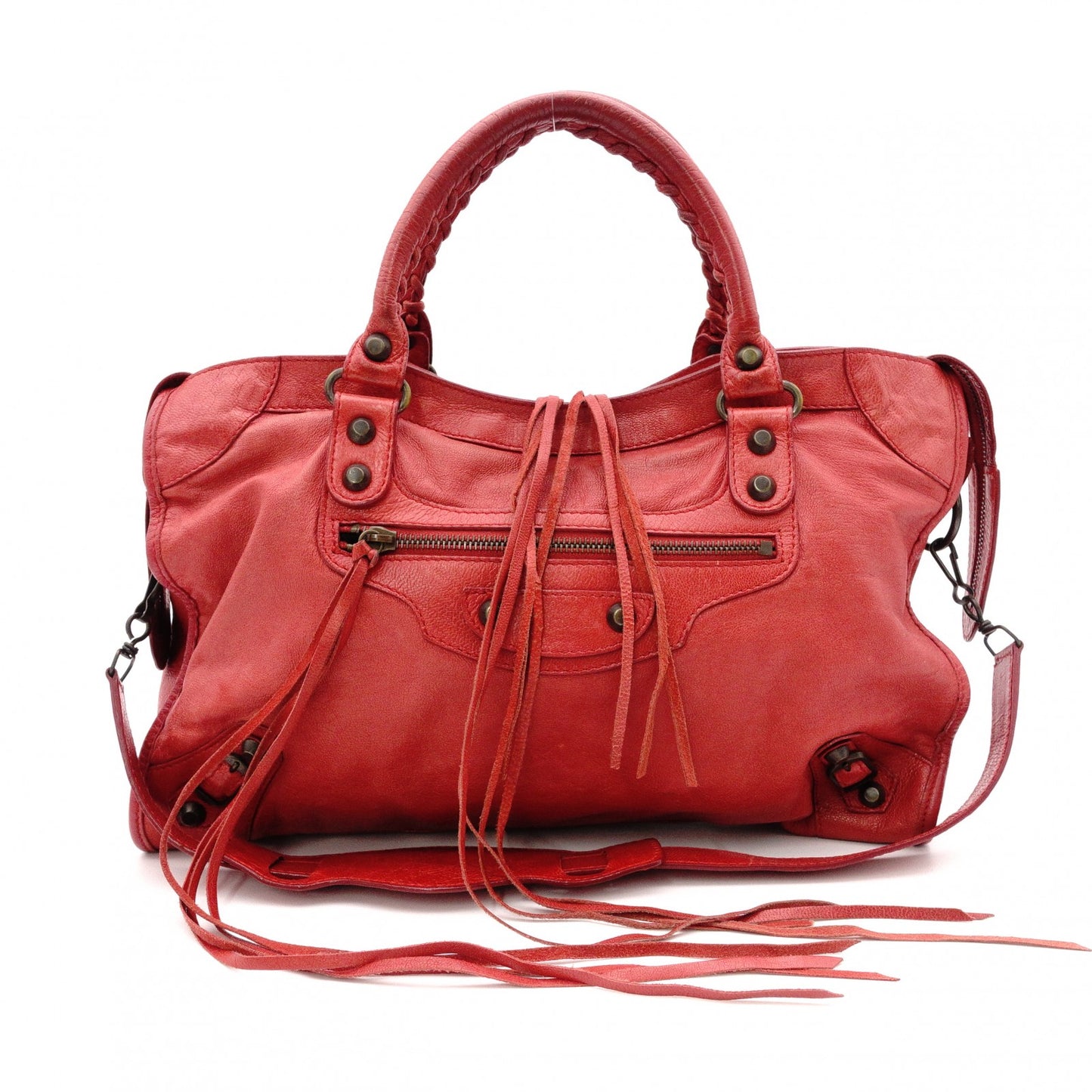 BALENCIAGA The City Handbag, 2-Way, Leather, Red, Women's