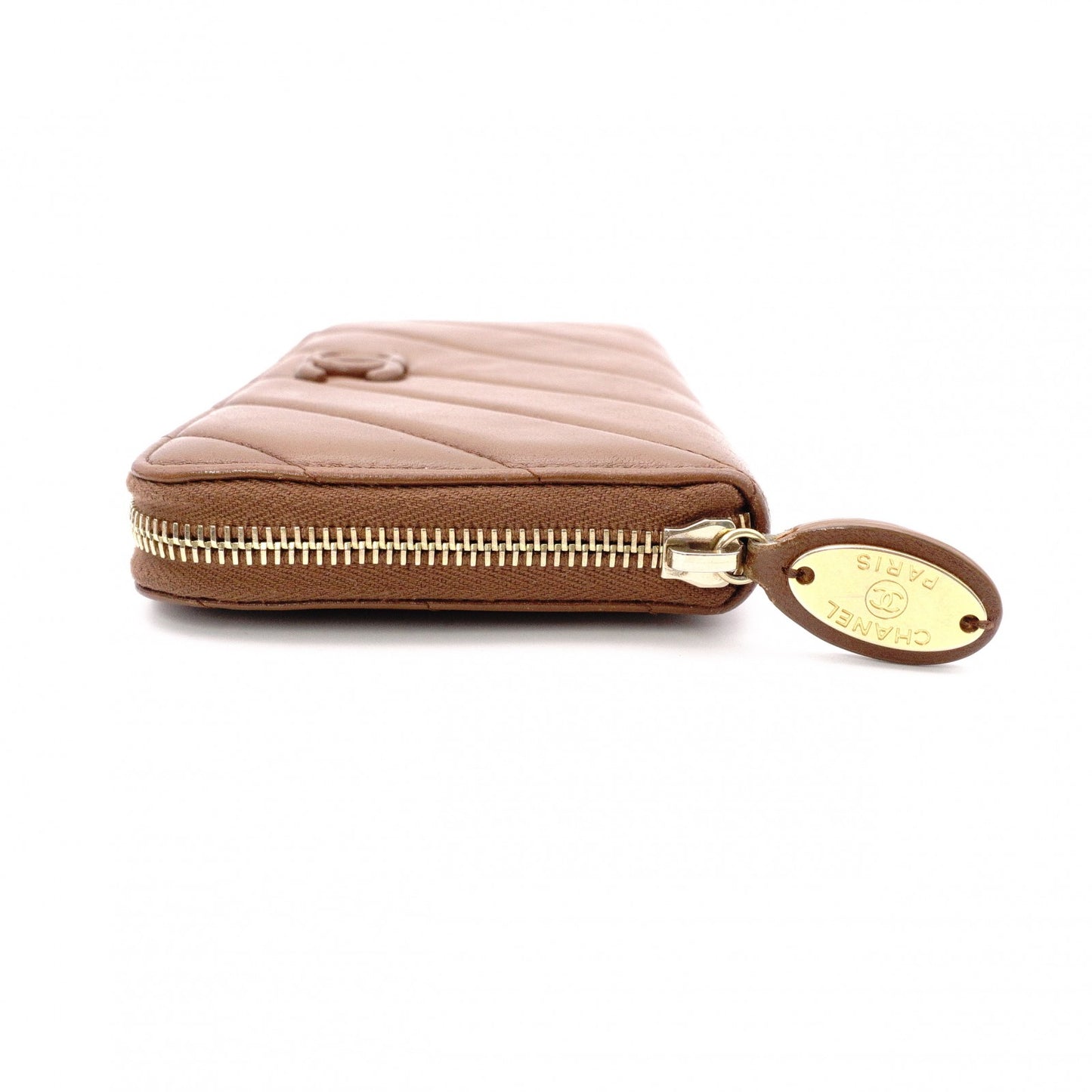 CHANEL Long Wallet, Brown Leather, CC Logo, Lambskin