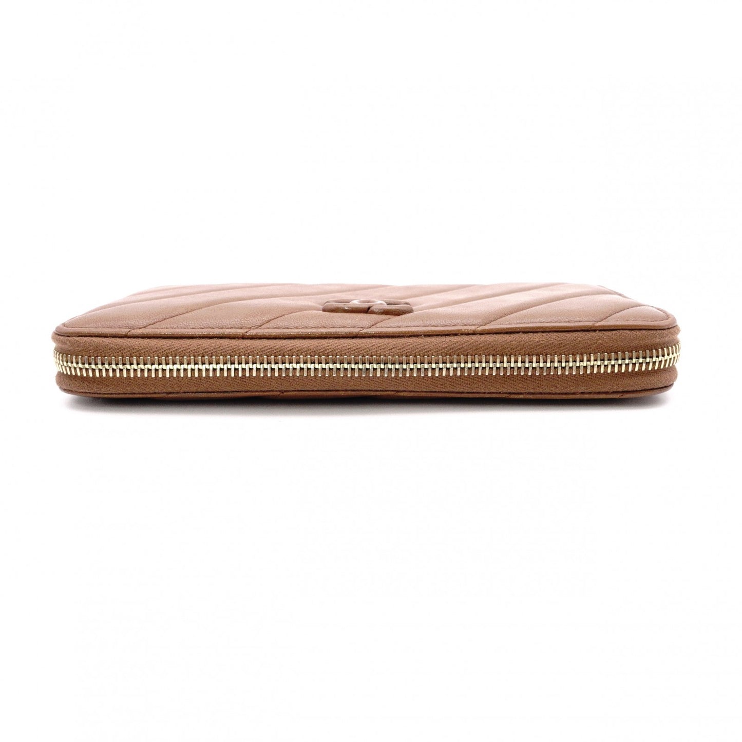 CHANEL Long Wallet, Brown Leather, CC Logo, Lambskin