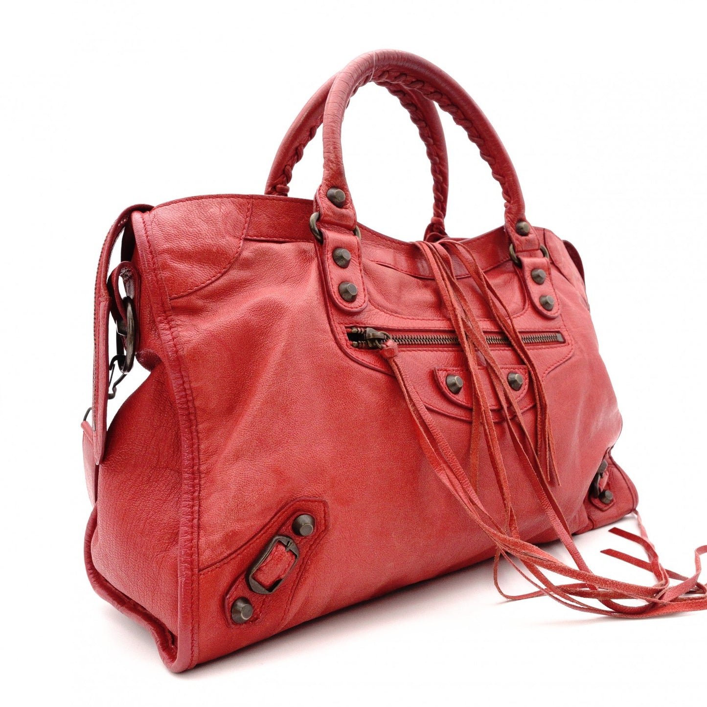BALENCIAGA The City Handbag, 2-Way, Leather, Red, Women's
