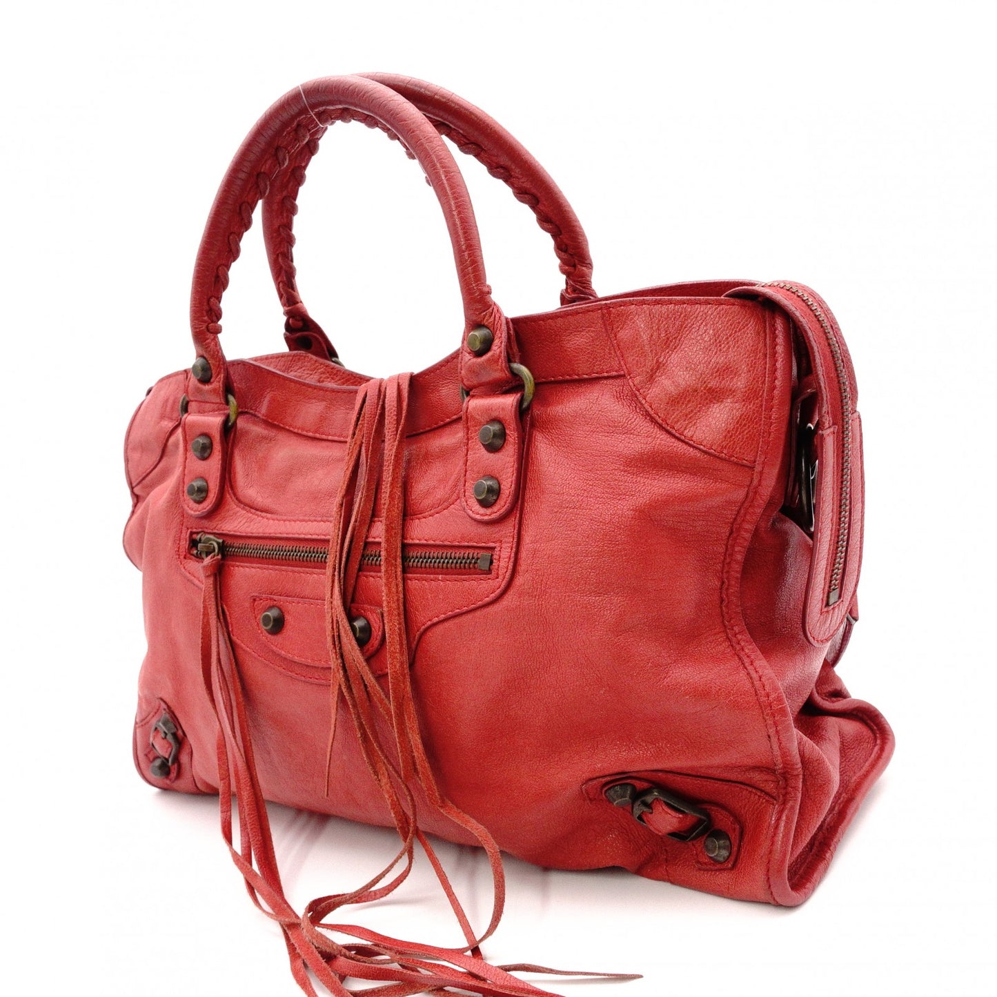 BALENCIAGA The City Handbag, 2-Way, Leather, Red, Women's