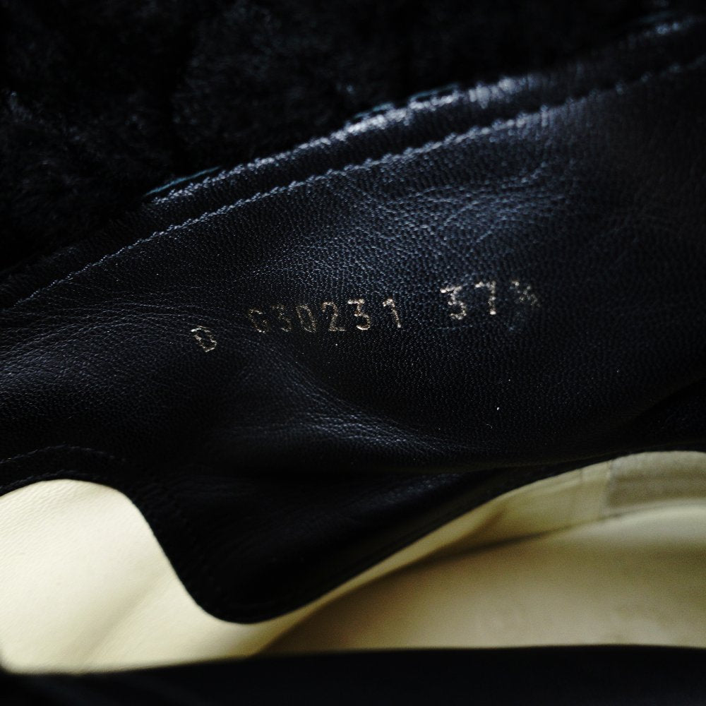 CHANEL Matelassé Mouton Boots Black Leather Boots Black Short Boots Size 37.5 Approx. 24.0–24.5cm 7-12-078