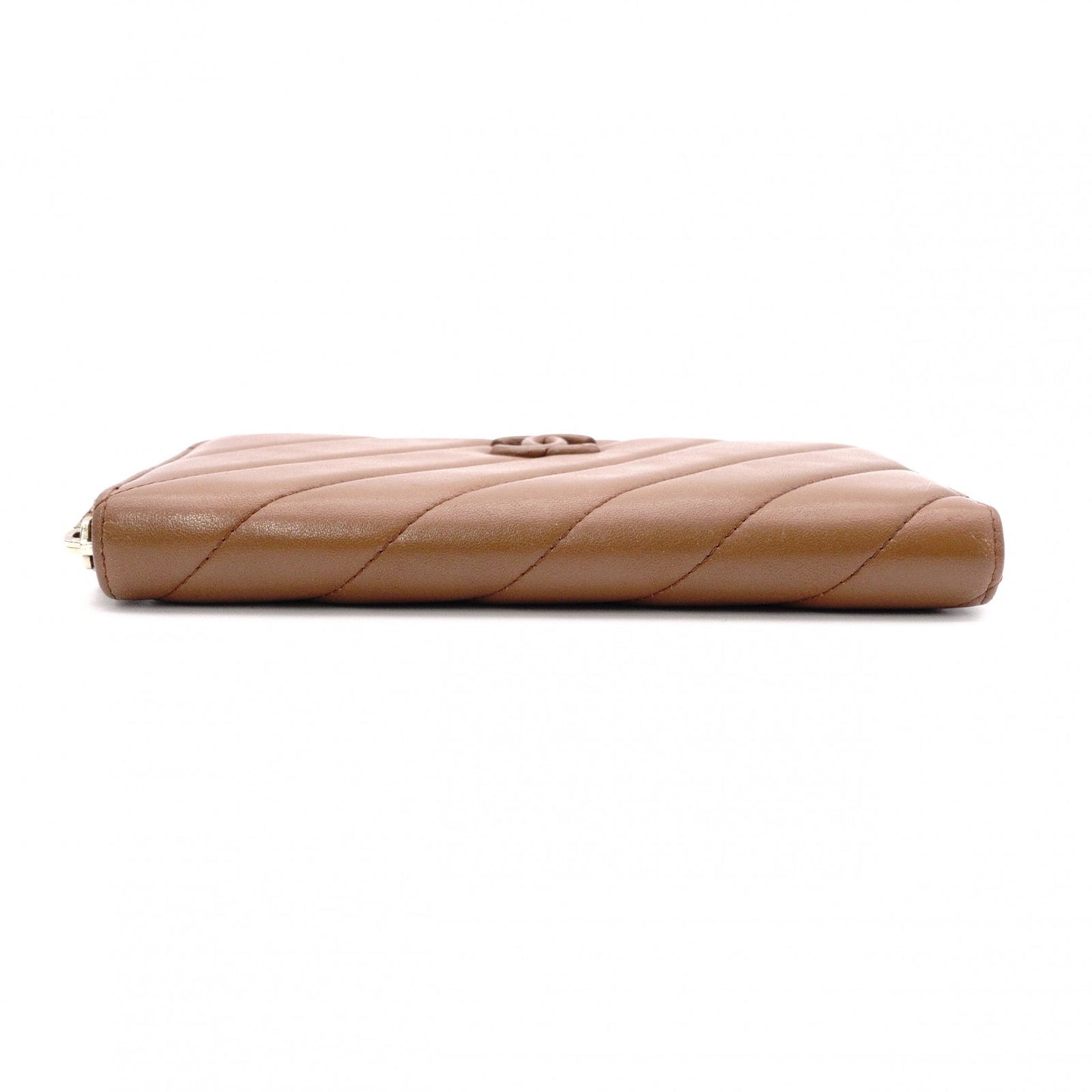 CHANEL Long Wallet, Brown Leather, CC Logo, Lambskin