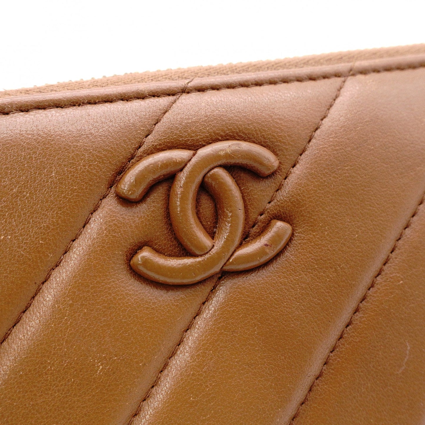 CHANEL Long Wallet, Brown Leather, CC Logo, Lambskin