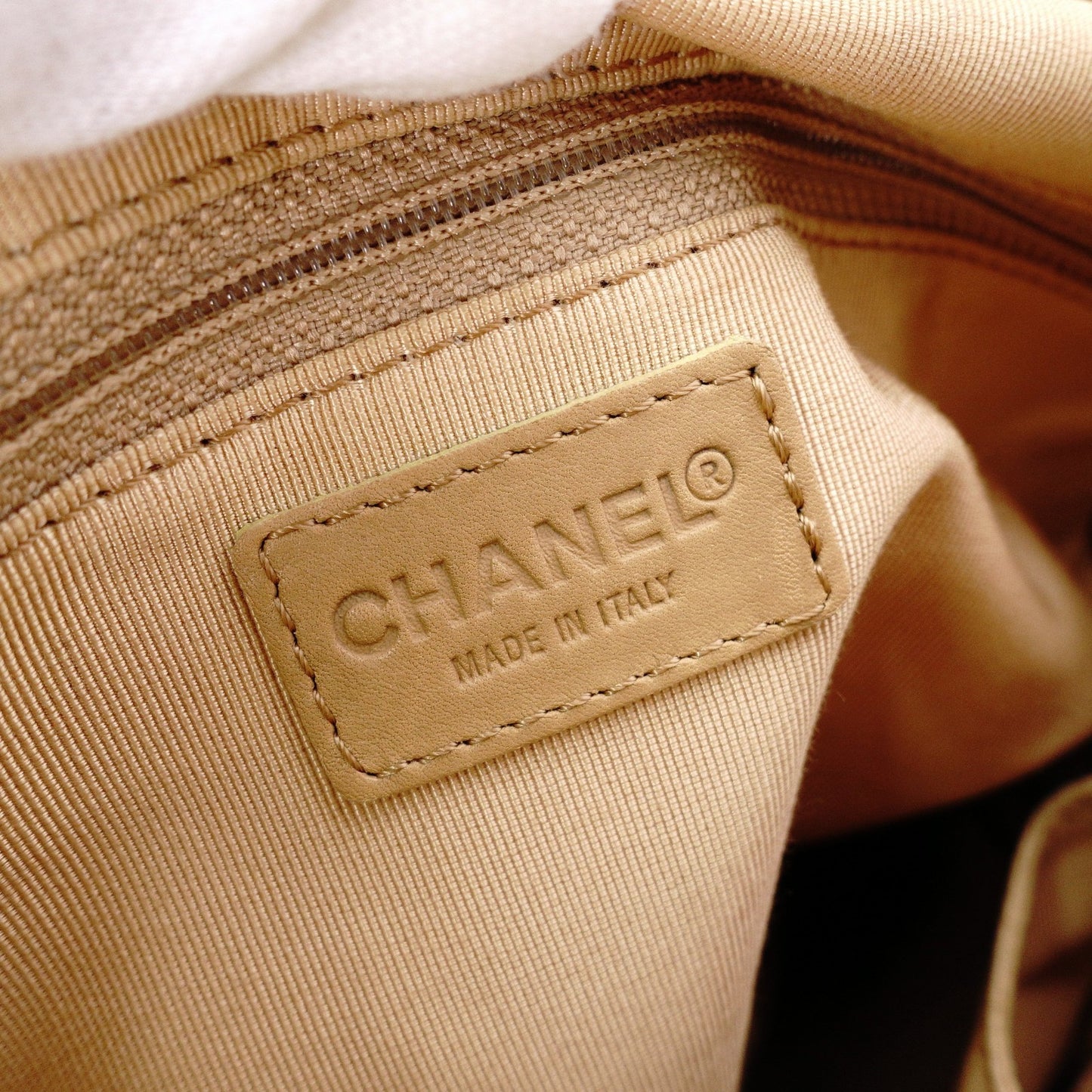 CHANEL Wild Stitch Tote Bag, Leather, Beige and Black