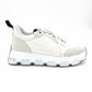 HERMES Impulse Fabric Sneakers Women's Size 37 (approx. 9.3") White × Black Suede Nylon 7-12-168