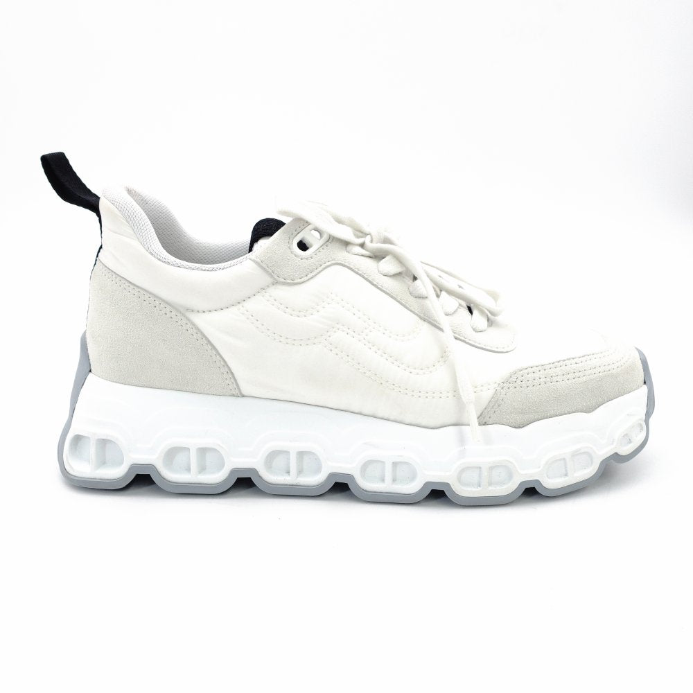 HERMES Impulse Fabric Sneakers Women's Size 37 (approx. 9.3") White × Black Suede Nylon 7-12-168
