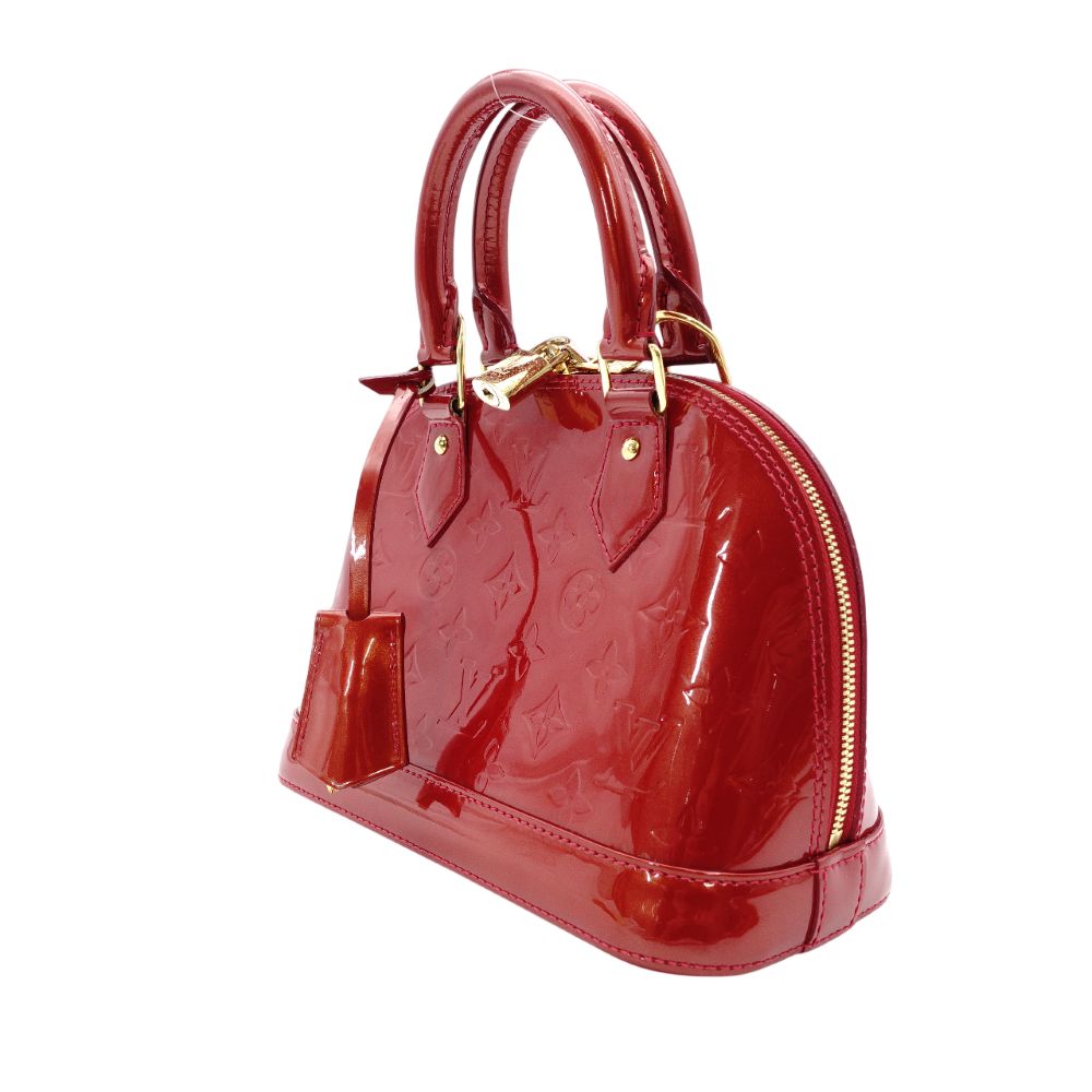 LOUIS VUITTON Alma BB Handbag Patent Leather Red 2-Way Leather Red Shoulder 7-11-752