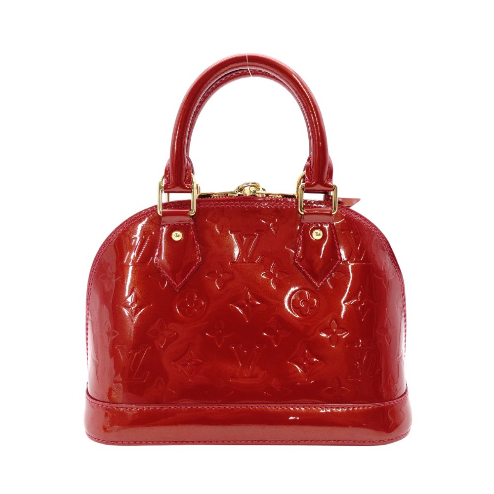 LOUIS VUITTON Alma BB Handbag Patent Leather Red 2-Way Leather Red Shoulder 7-11-752