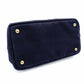 PRADA Canapa Tote Canvas Small Handbag Navy Denim 2-Way Shoulder 7-8-597