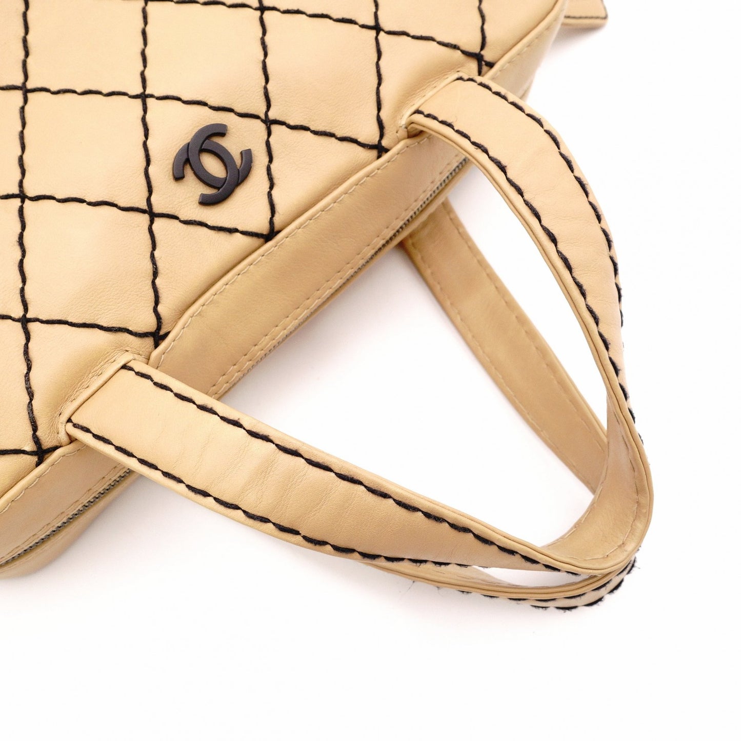 CHANEL Wild Stitch Tote Bag, Leather, Beige and Black
