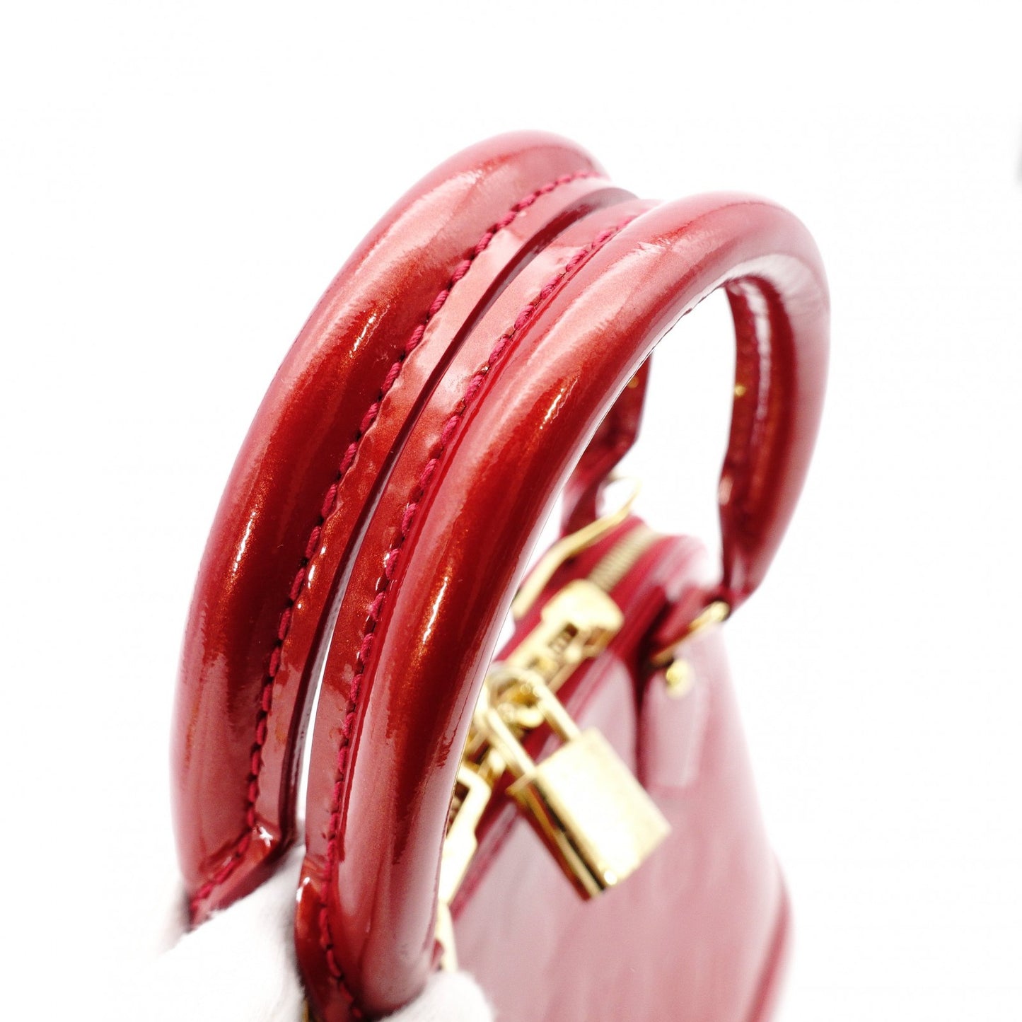 LOUIS VUITTON Alma BB Handbag Patent Leather Red 2-Way Leather Red Shoulder 7-11-752