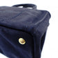 PRADA Canapa Tote Canvas Small Handbag Navy Denim 2-Way Shoulder 7-8-597