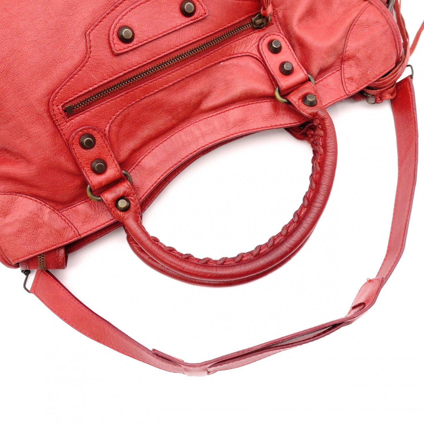 BALENCIAGA The City Handbag, 2-Way, Leather, Red, Women's