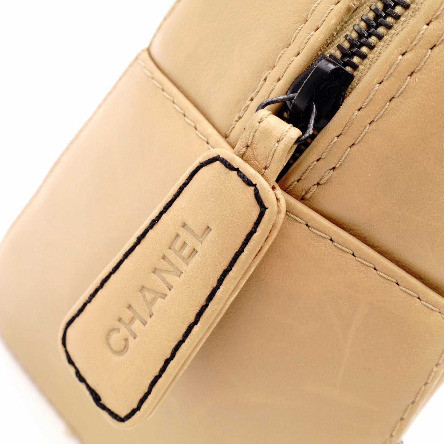 CHANEL Wild Stitch Tote Bag, Leather, Beige and Black