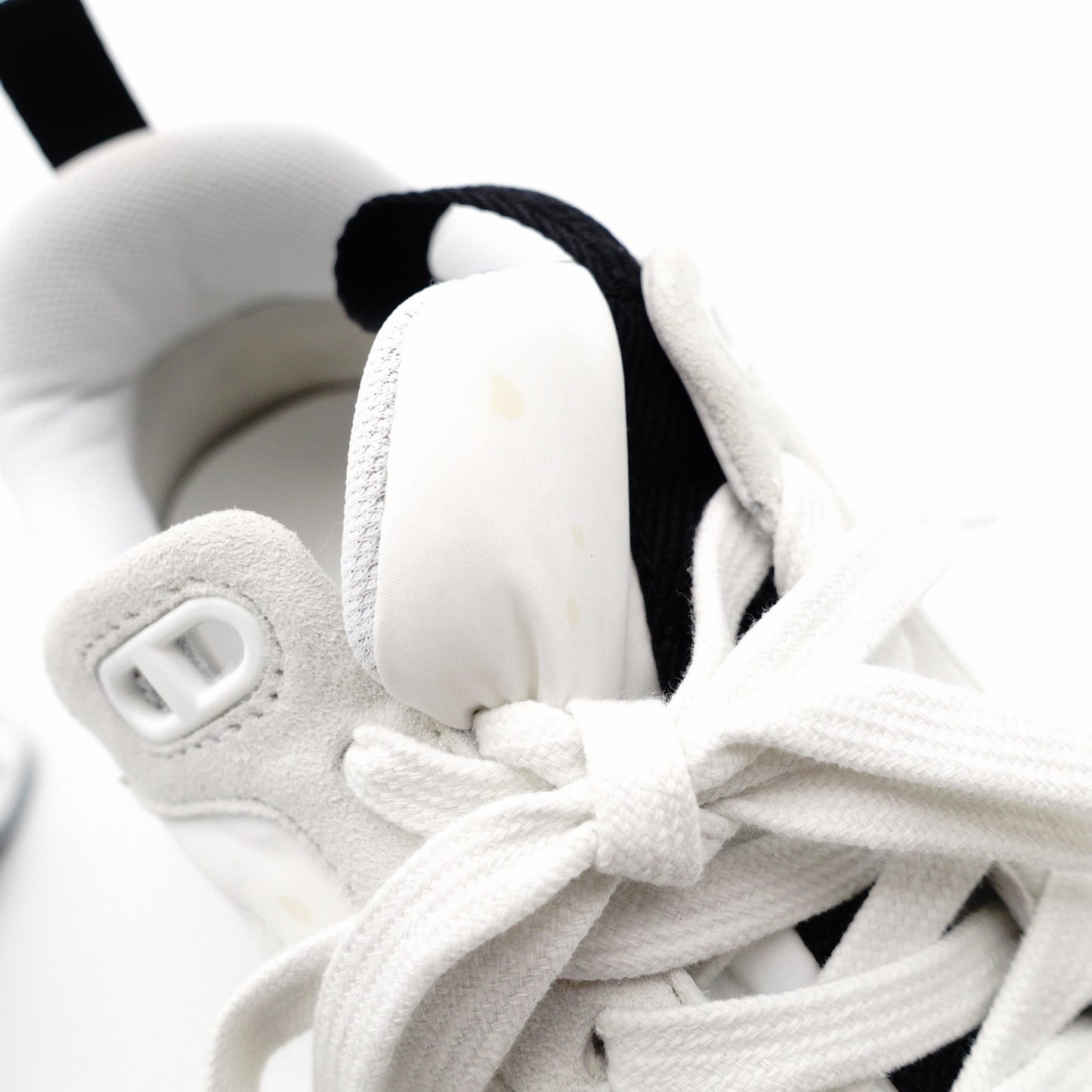 HERMES Impulse Fabric Sneakers Women's Size 37 (approx. 9.3") White × Black Suede Nylon 7-12-168