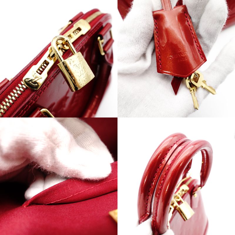 LOUIS VUITTON Alma BB Handbag Patent Leather Red 2-Way Leather Red Shoulder 7-11-752
