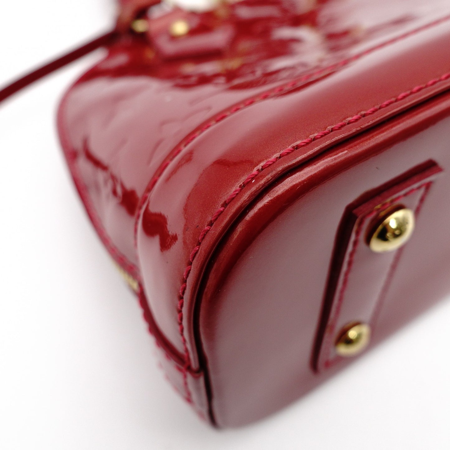 LOUIS VUITTON Alma BB Handbag Patent Leather Red 2-Way Leather Red Shoulder 7-11-752