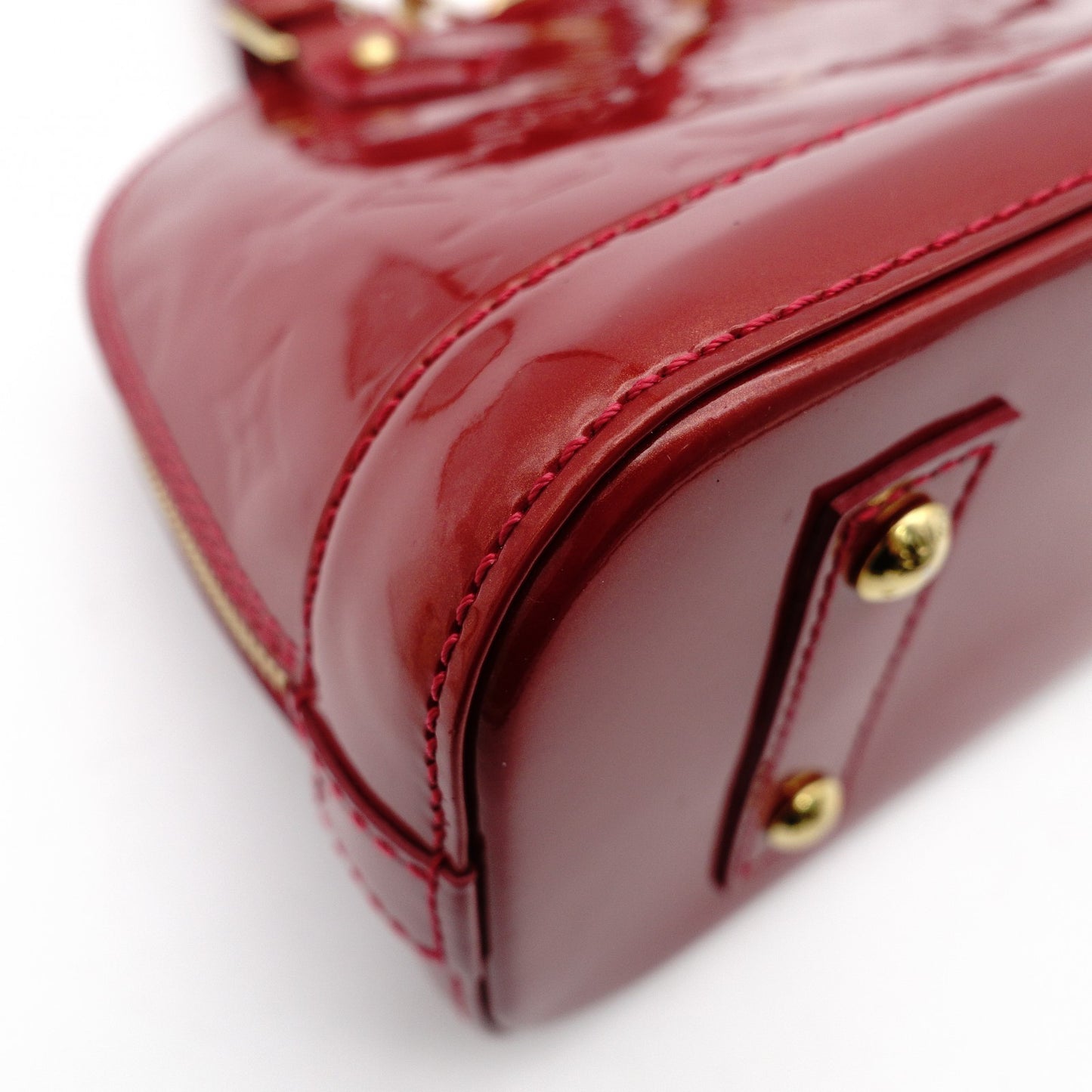 LOUIS VUITTON Alma BB Handbag Patent Leather Red 2-Way Leather Red Shoulder 7-11-752