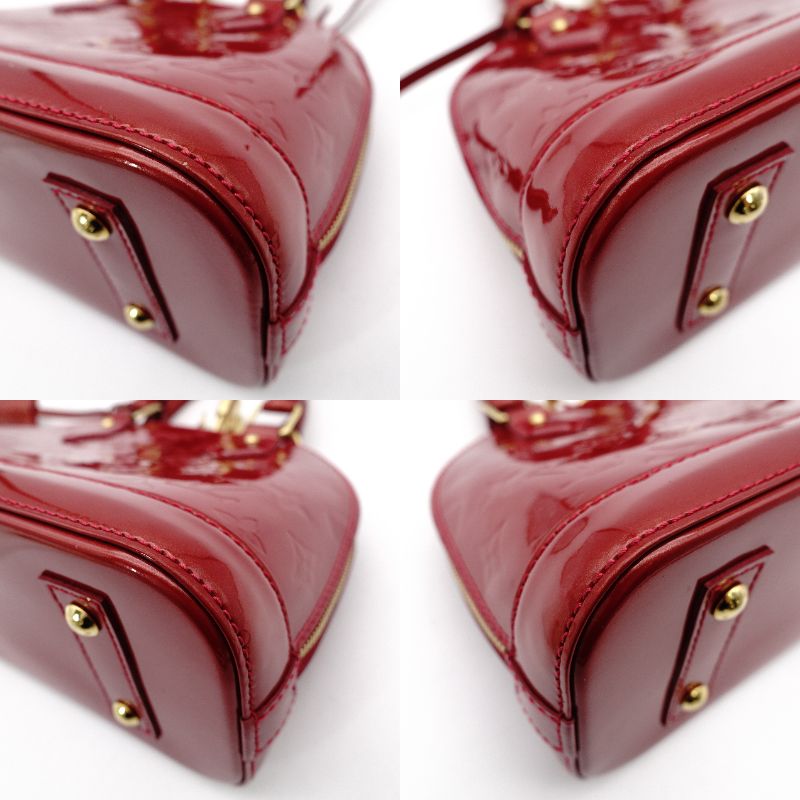 LOUIS VUITTON Alma BB Handbag Patent Leather Red 2-Way Leather Red Shoulder 7-11-752