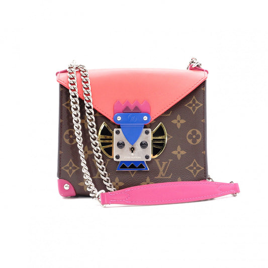 LOUIS VUITTON Tribal Mask Pochette PM Monogram Shoulder Bag, Leather and PVC, Brown