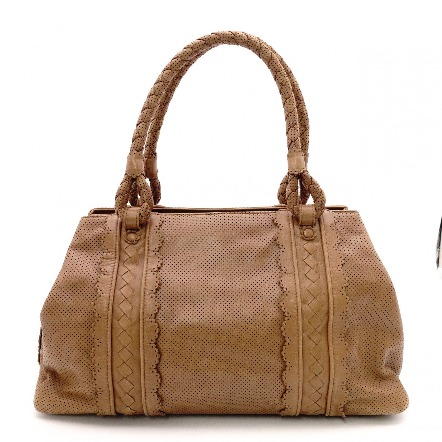 BOTTEGAVENETA Perforated Handbag, Leather, Brown, Women's