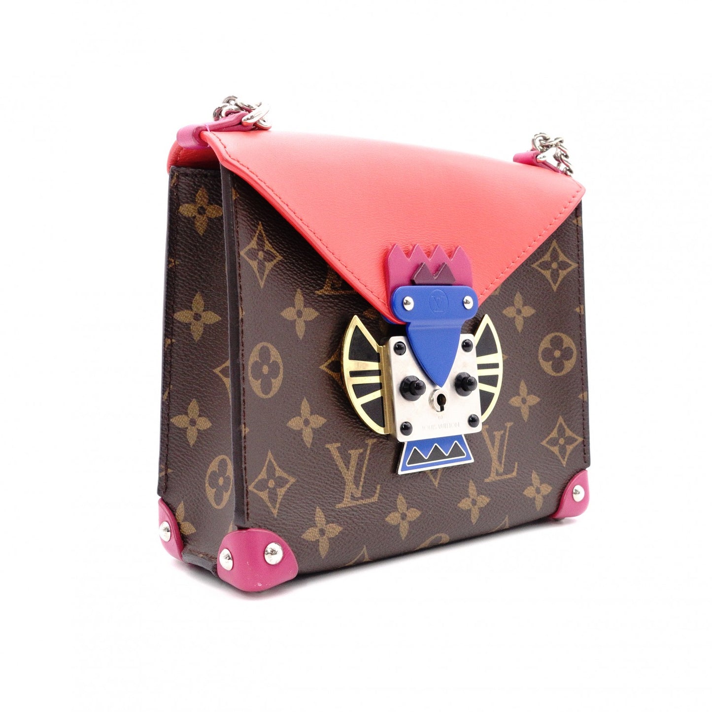 LOUIS VUITTON Tribal Mask Pochette PM Monogram Shoulder Bag, Leather and PVC, Brown