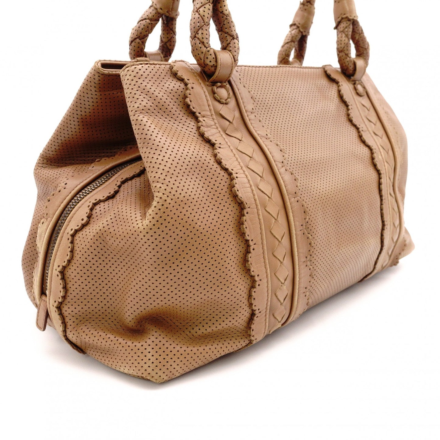 BOTTEGAVENETA Perforated Handbag, Leather, Brown, Women's