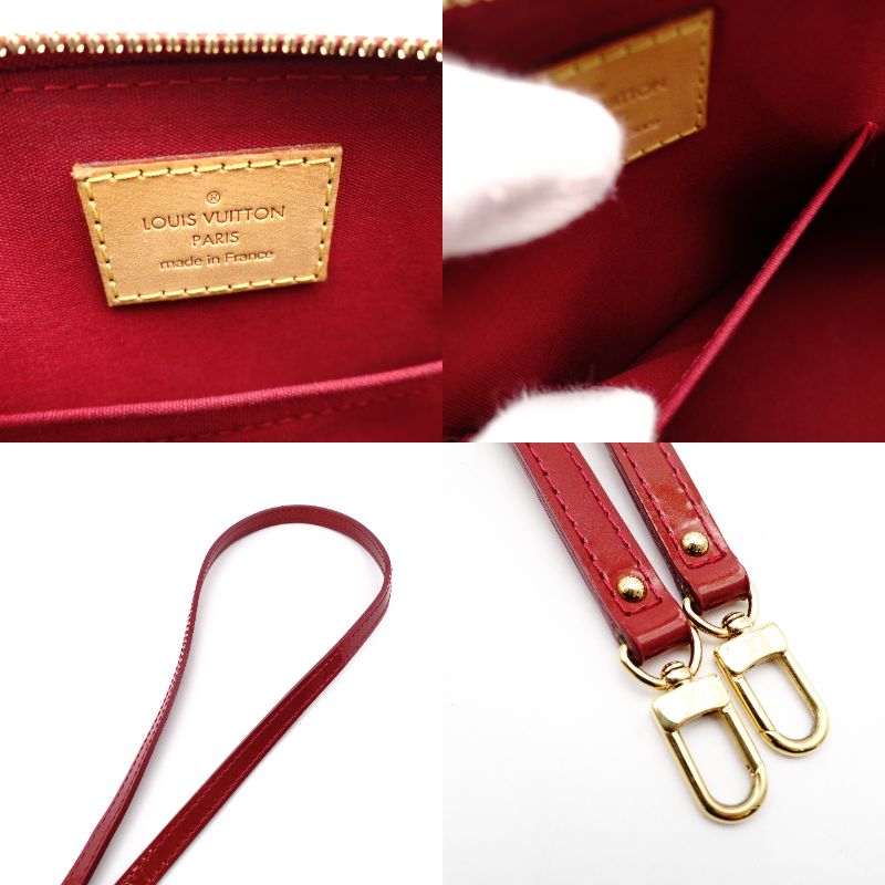 LOUIS VUITTON Alma BB Handbag Patent Leather Red 2-Way Leather Red Shoulder 7-11-752