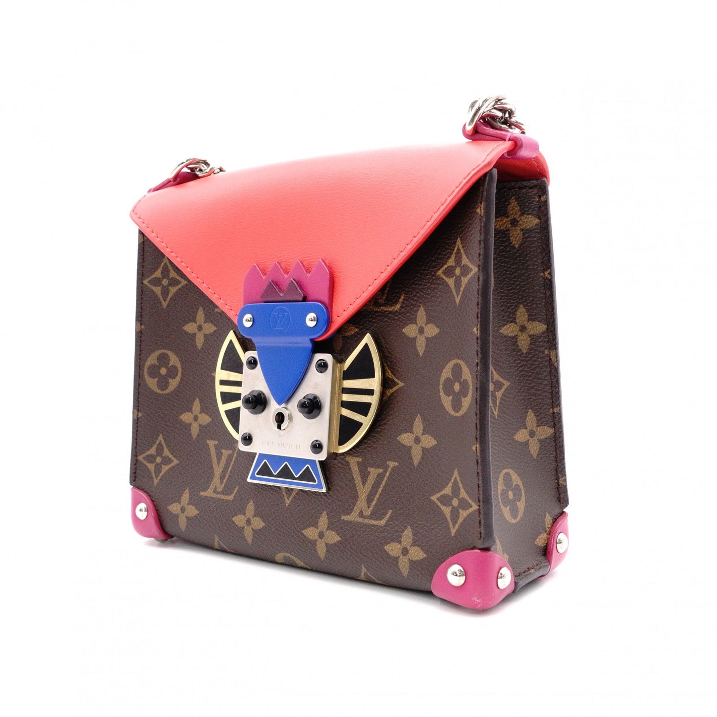 LOUIS VUITTON Tribal Mask Pochette PM Monogram Shoulder Bag, Leather and PVC, Brown