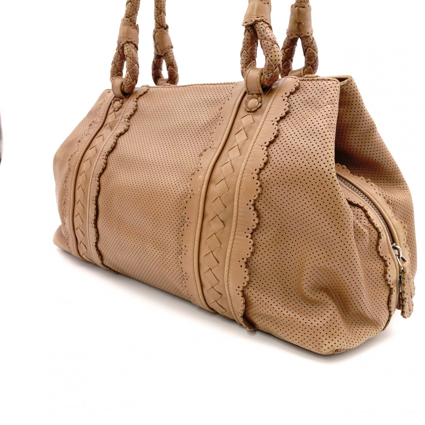 BOTTEGAVENETA Perforated Handbag, Leather, Brown, Women's