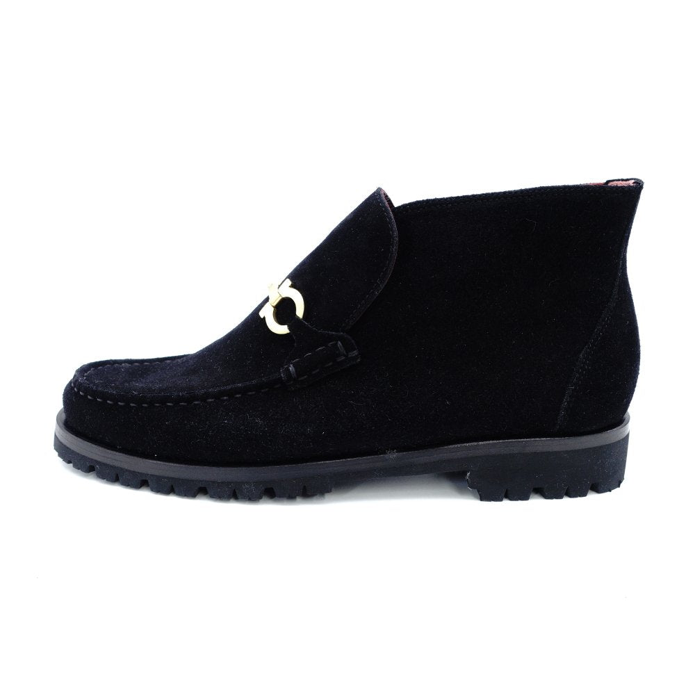 Unused Salvatore Ferragamo Gancini Shoes 6.5 Women's Short Boots Black Suede Black 7-12-291