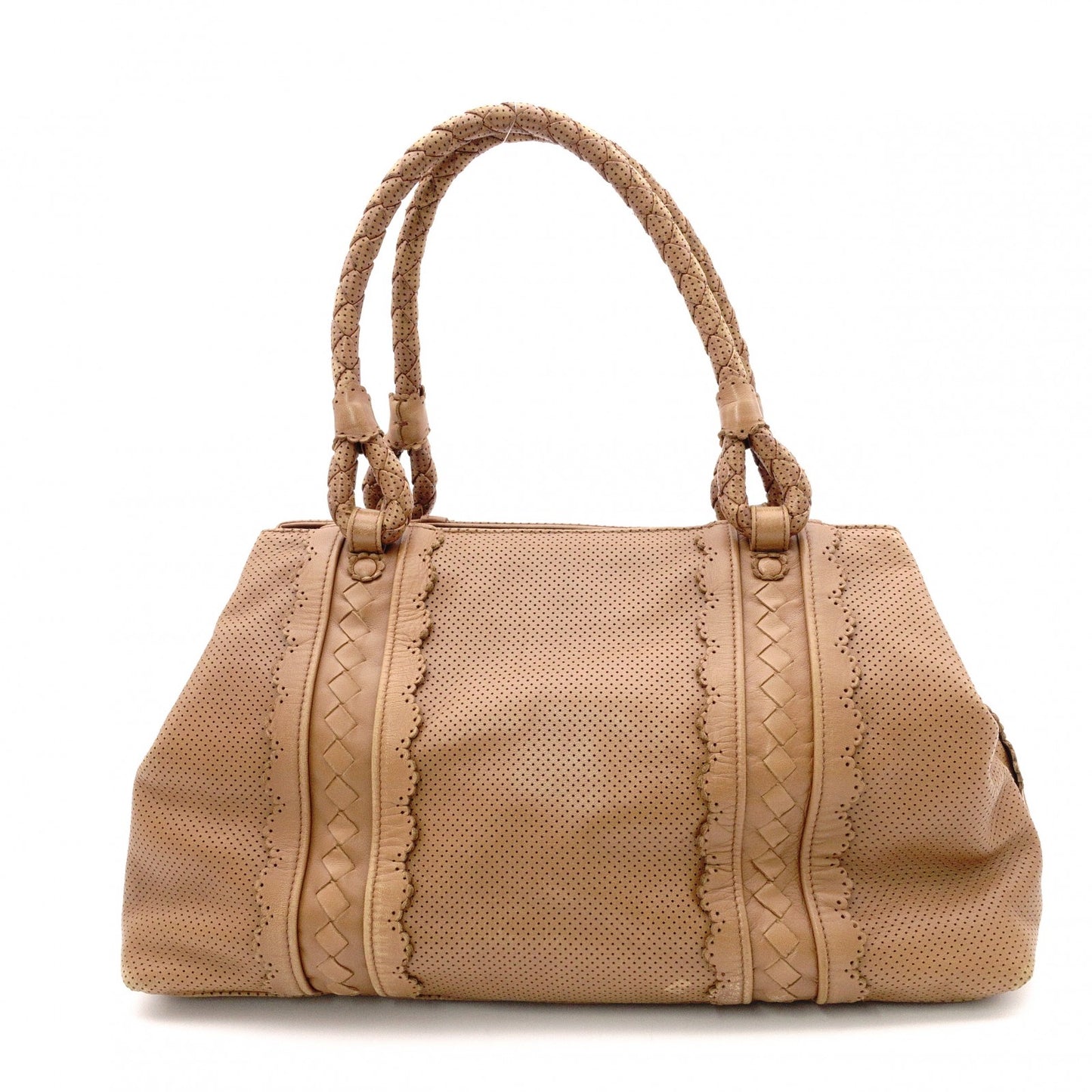 BOTTEGAVENETA Perforated Handbag, Leather, Brown, Women's