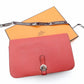 HERMES Dogon GM Long Wallet Red-Tone Leather T-Stamp Silver Hardware Red Wallet Women's 7-12-151