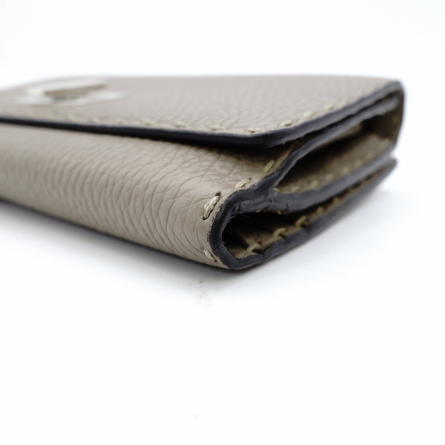 FENDI Celeria Peekaboo Long Wallet Leather Beige Silver Hardware With Box 7-11-416