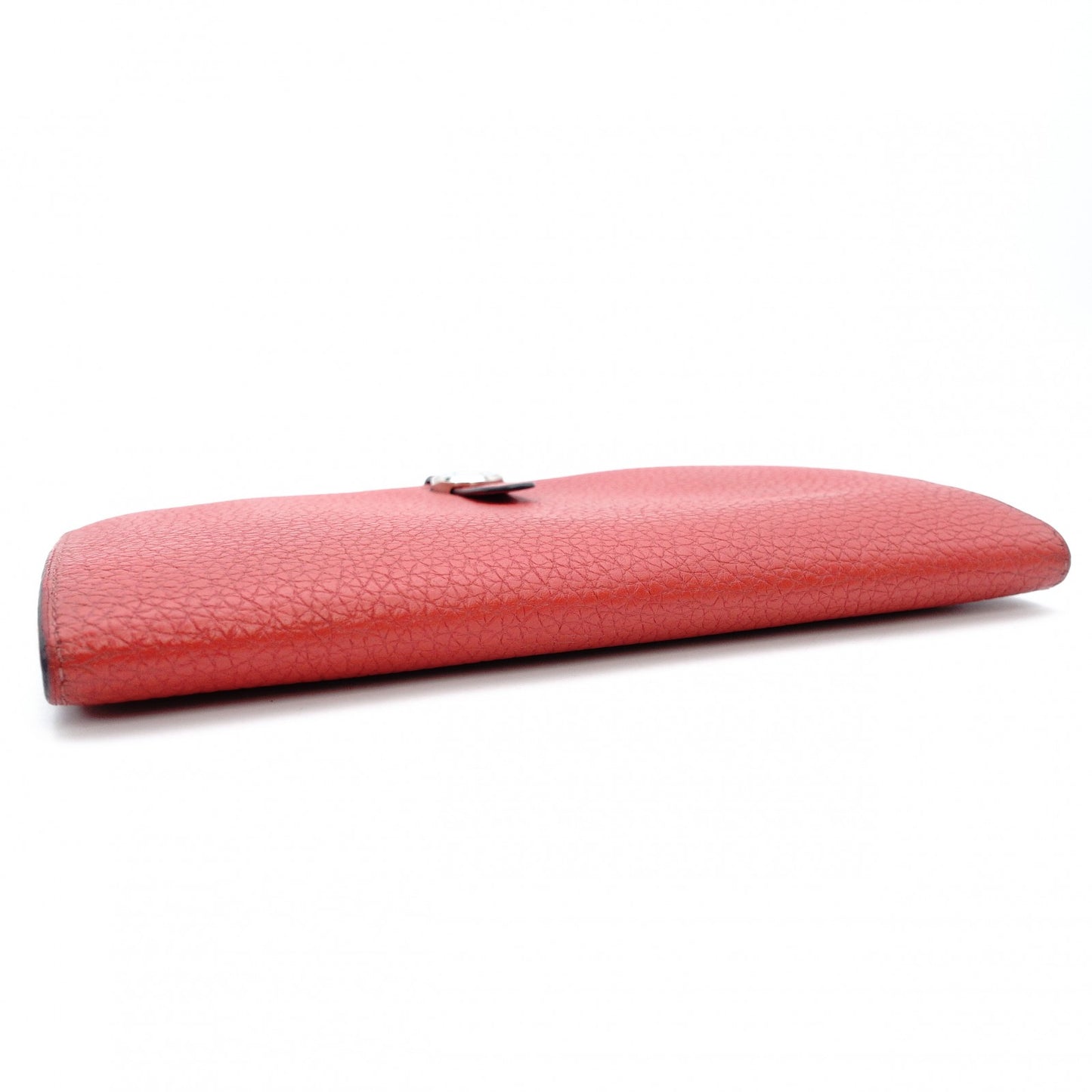 HERMES Dogon GM Long Wallet Red-Tone Leather T-Stamp Silver Hardware Red Wallet Women's 7-12-151